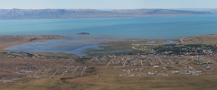 View from Balcones del Calafate down on Calafate and Lago Argentino